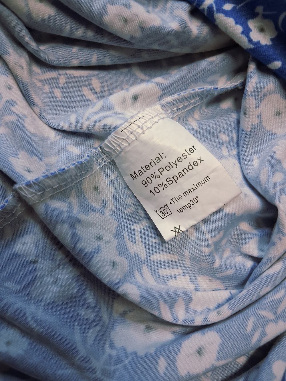 Blue Floral Maxi Dress with White Print And Pockets - Picture 7 of 8